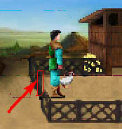 Screenshot showing the spot to click on the gate to the chicken coop